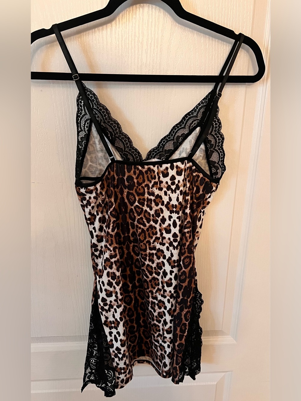 Leopard Print Lace Trim Cami sleep wear - Black Trim - Picture 4 of 8